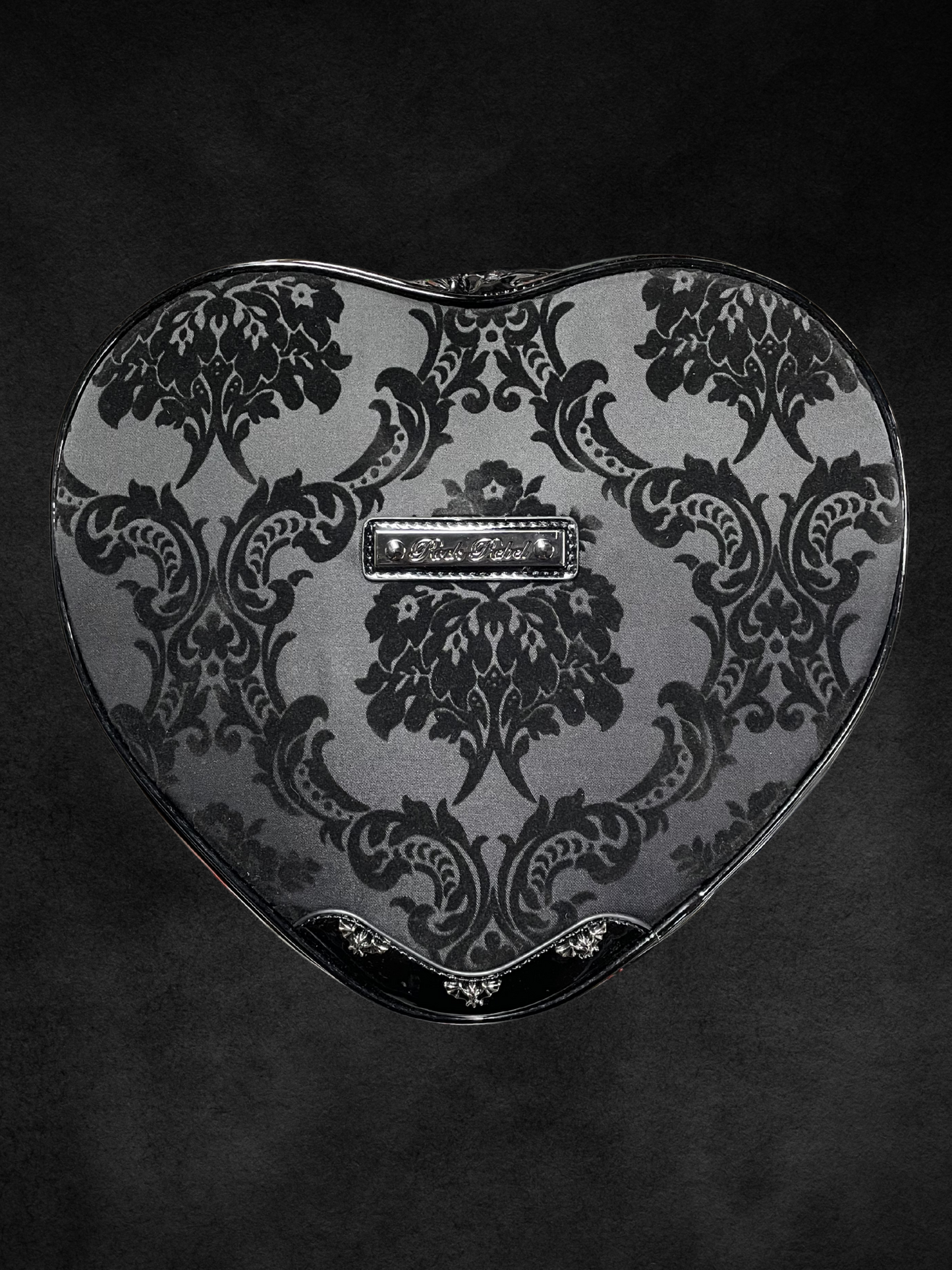 Black Damask Rock Rebel Heart Shoulder Bag