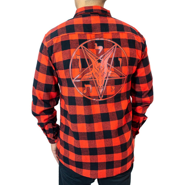 Satanic Circle Red Flannel Shirt - Stage Fright Clothing