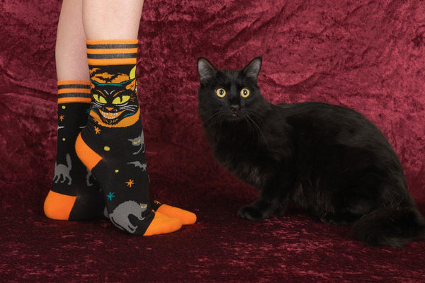 Foot Clothes Vintage Black Cat Crew Socks - Stage Fright Clothing