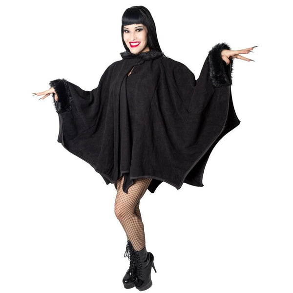 Glamour Ghoul Web Cape Black Fur - Stage Fright Clothing