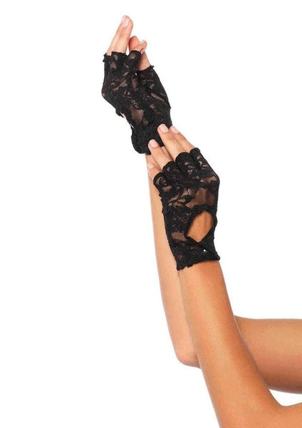 Lace Keyhole Fingerless Gloves - Stage Fright Clothing