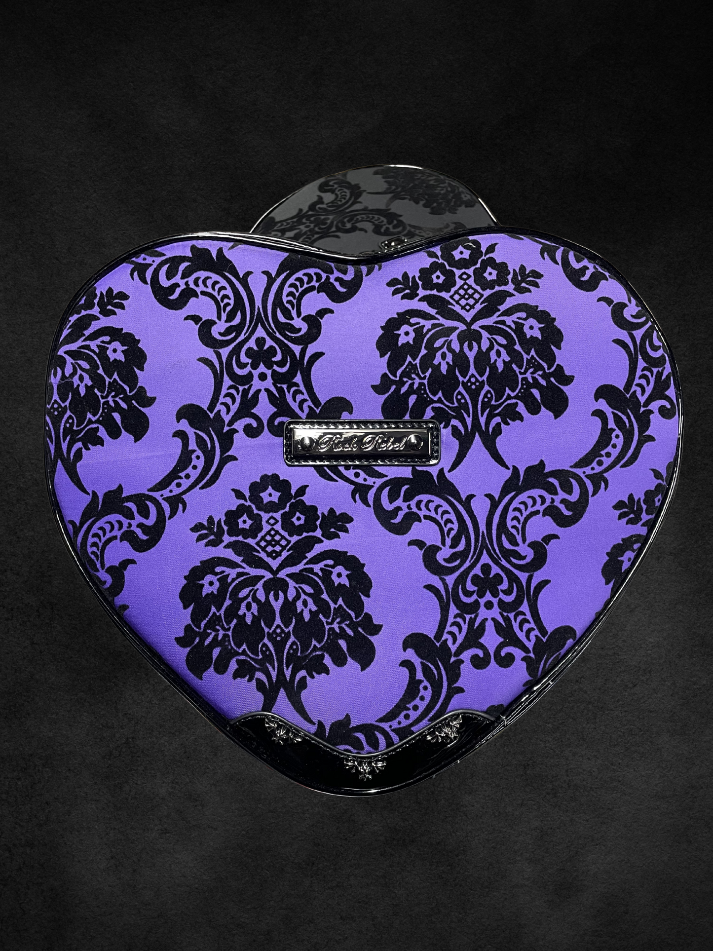 Purple Damask Rock Rebel Heart Shoulder Bag