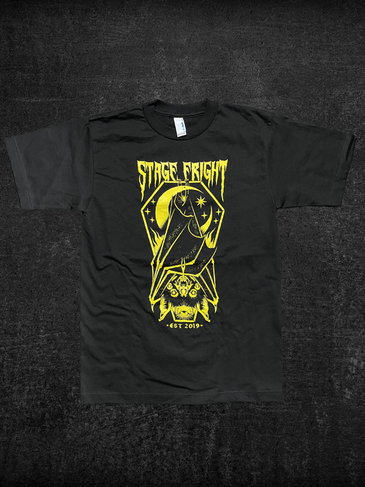 Stage Fright Yellow Coffin Bat Shirt