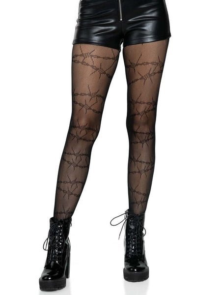 Barbed Wire Fishnet Tights - Stage Fright Clothing