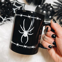 SOURPUSS BARBED WIRE SPIDER MUG