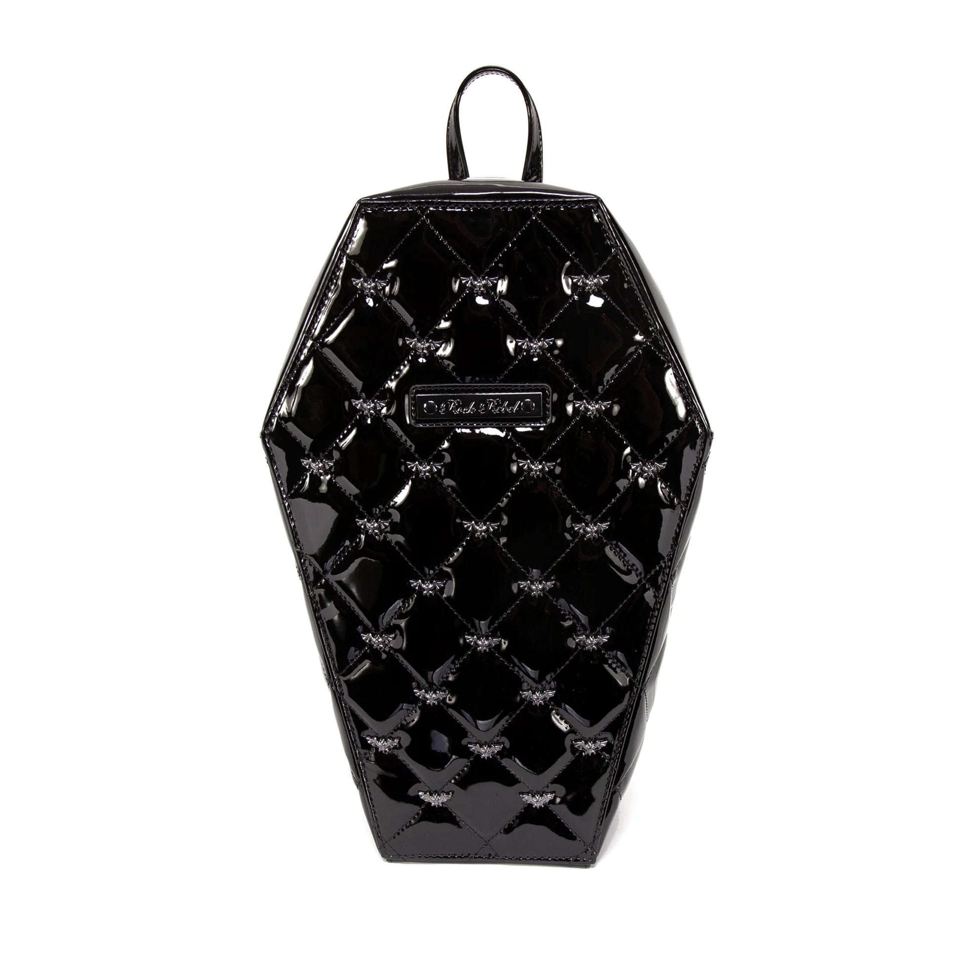 Rock Rebel Mina Bat Quilted Coffin Backpack in Black - Stage Fright Clothing