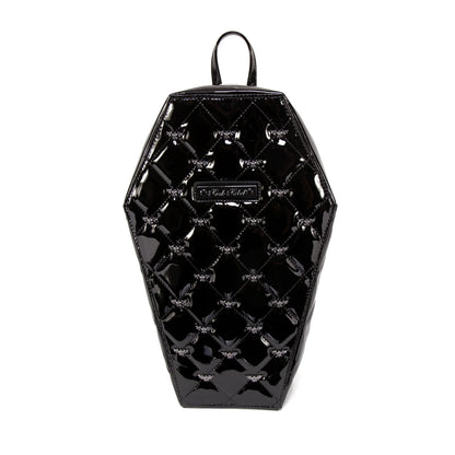 Rock Rebel Mina Bat Quilted Coffin Backpack in Black - Stage Fright Clothing