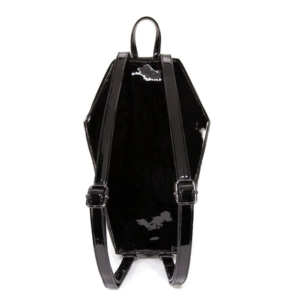 Rock Rebel Mina Bat Quilted Coffin Backpack in Black - Stage Fright Clothing