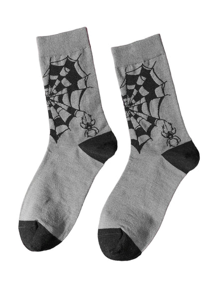 Gray Heart Spiderweb socks